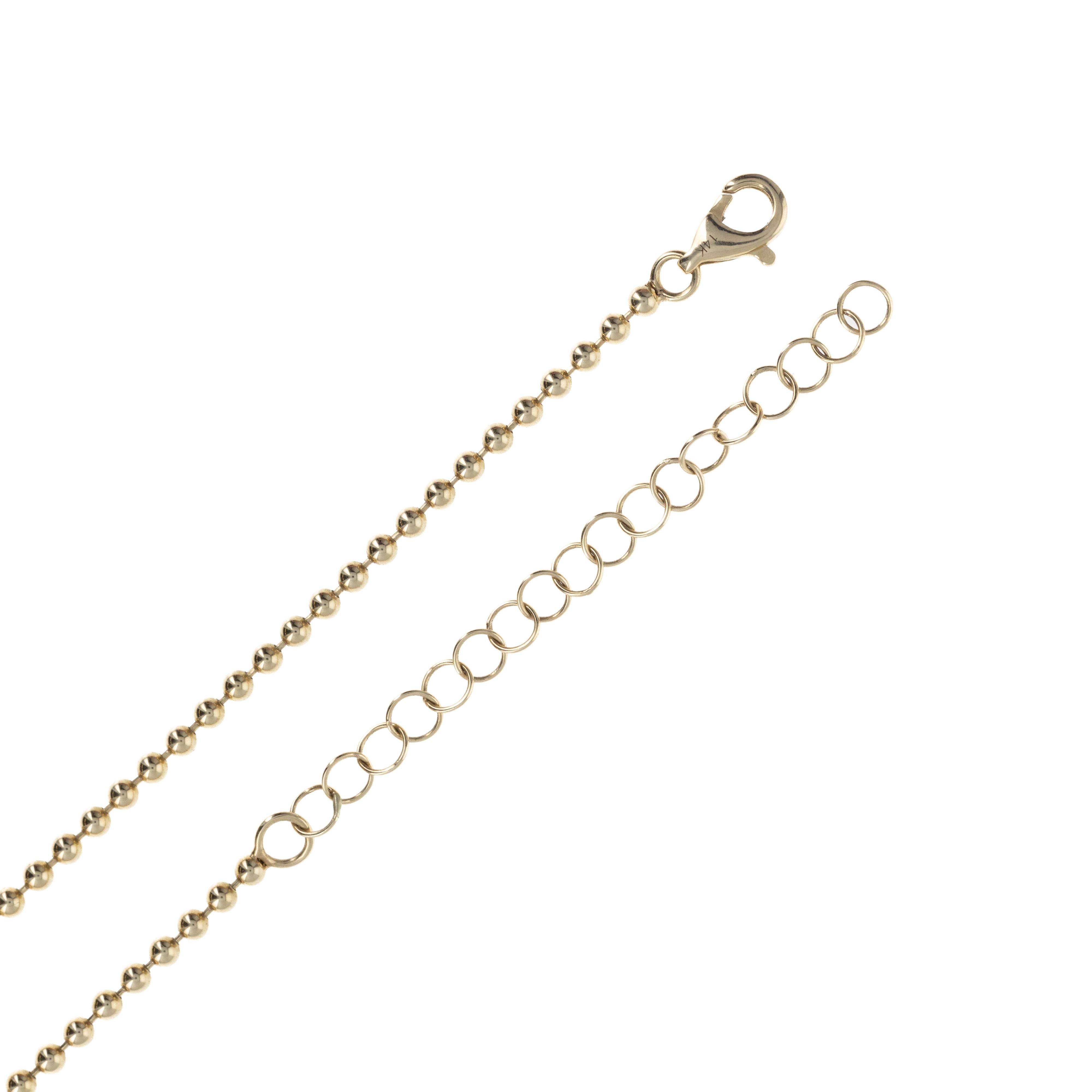 Taille ronde Collier en or jaune 14K à perles d'émeraudes et de diamants en vente