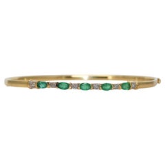 14k Yellow Gold Emerald Diamond Bracelet, 1.00tcw Emerald