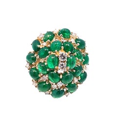 14k Yellow Gold Emerald
Diamond Cluster Ring