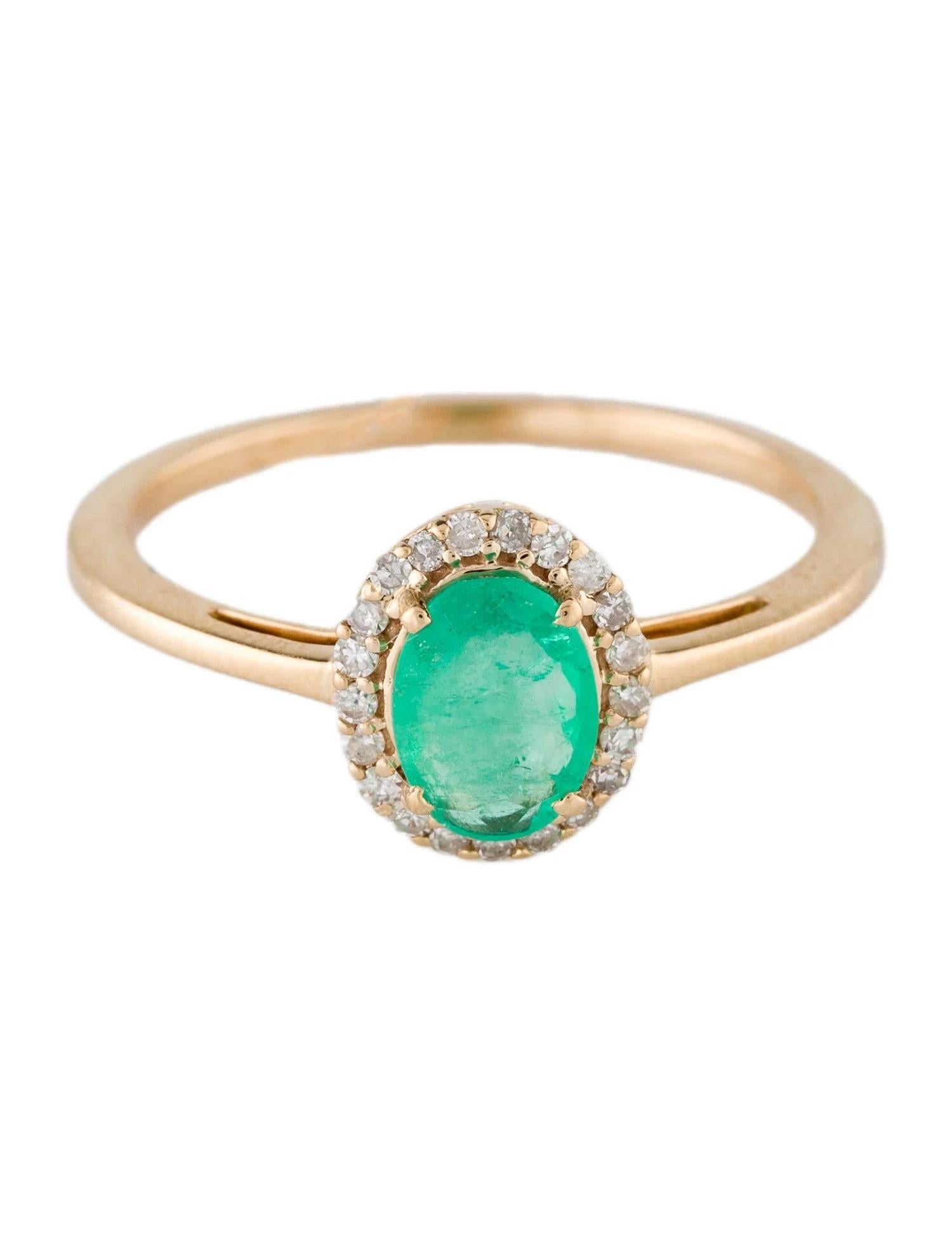 Artist 14K Yellow Gold Emerald & Diamond Cocktail Ring Featuring 0.63ct Oval Emerald, S For Sale