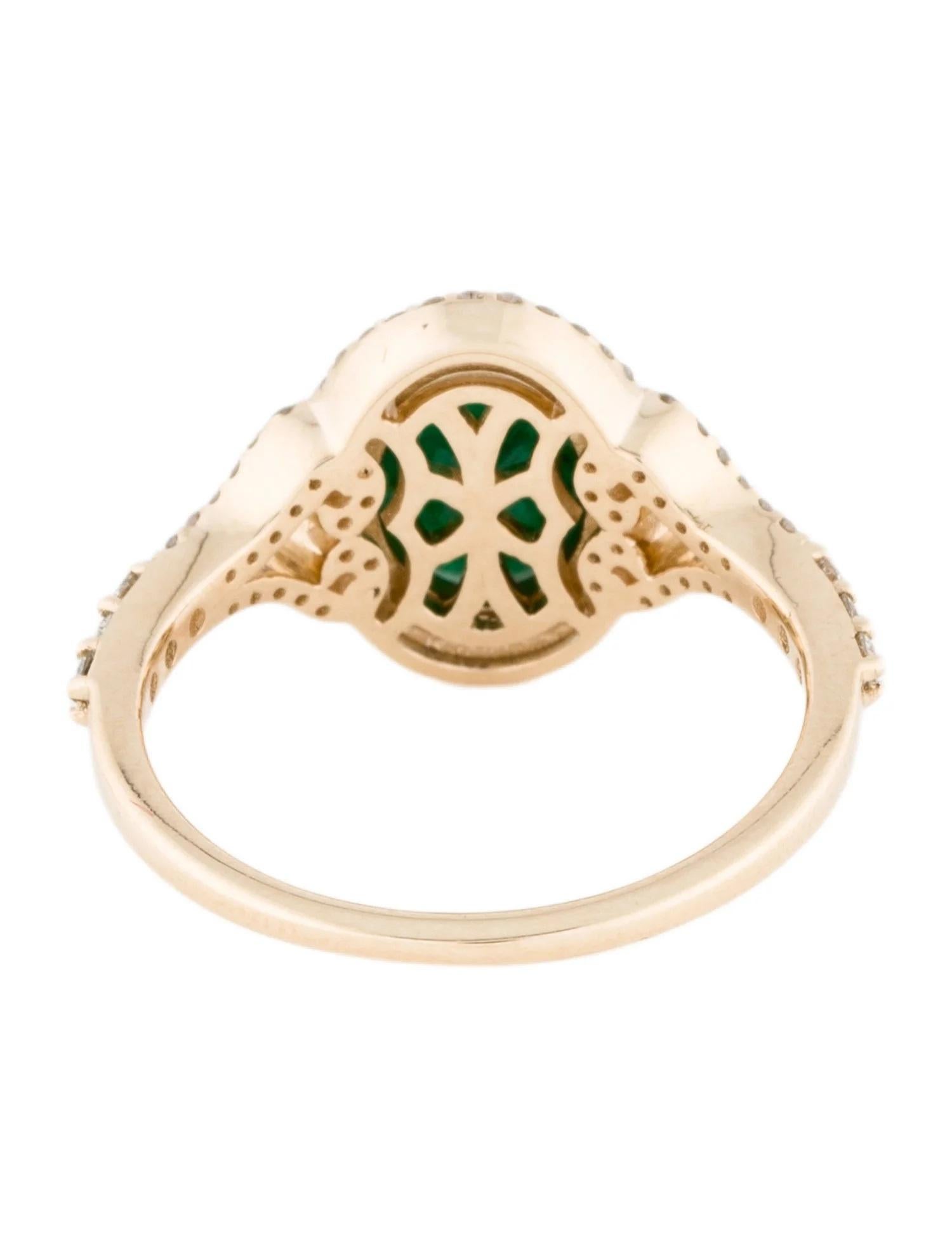 Emerald Cut 14K Yellow Gold Emerald & Diamond Cocktail Ring, Size 7 For Sale
