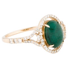 Anillo de cóctel de oro amarillo de 14 quilates con esmeralda y diamantes, talla 7