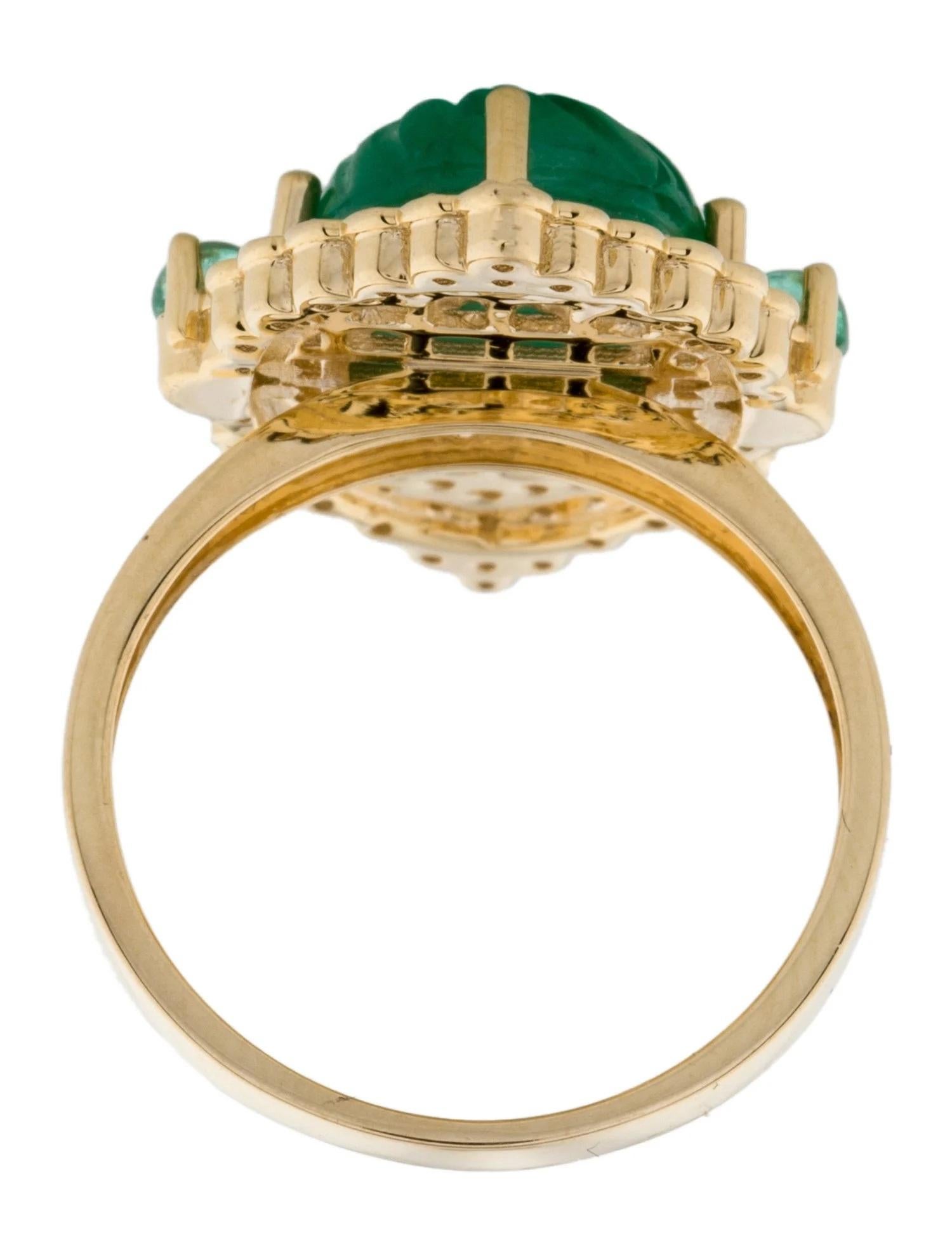 14K Gelbgold Smaragd & Diamant Cocktail-Ring Größe 7  Runde Smaragd-Cabochons im Zustand „Neu“ im Angebot in Holtsville, NY