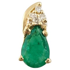 14K Yellow Gold Emerald Diamond Pendant #15921