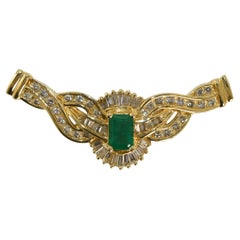 14K Yellow Gold Emerald & Diamond Pendant 5.5g