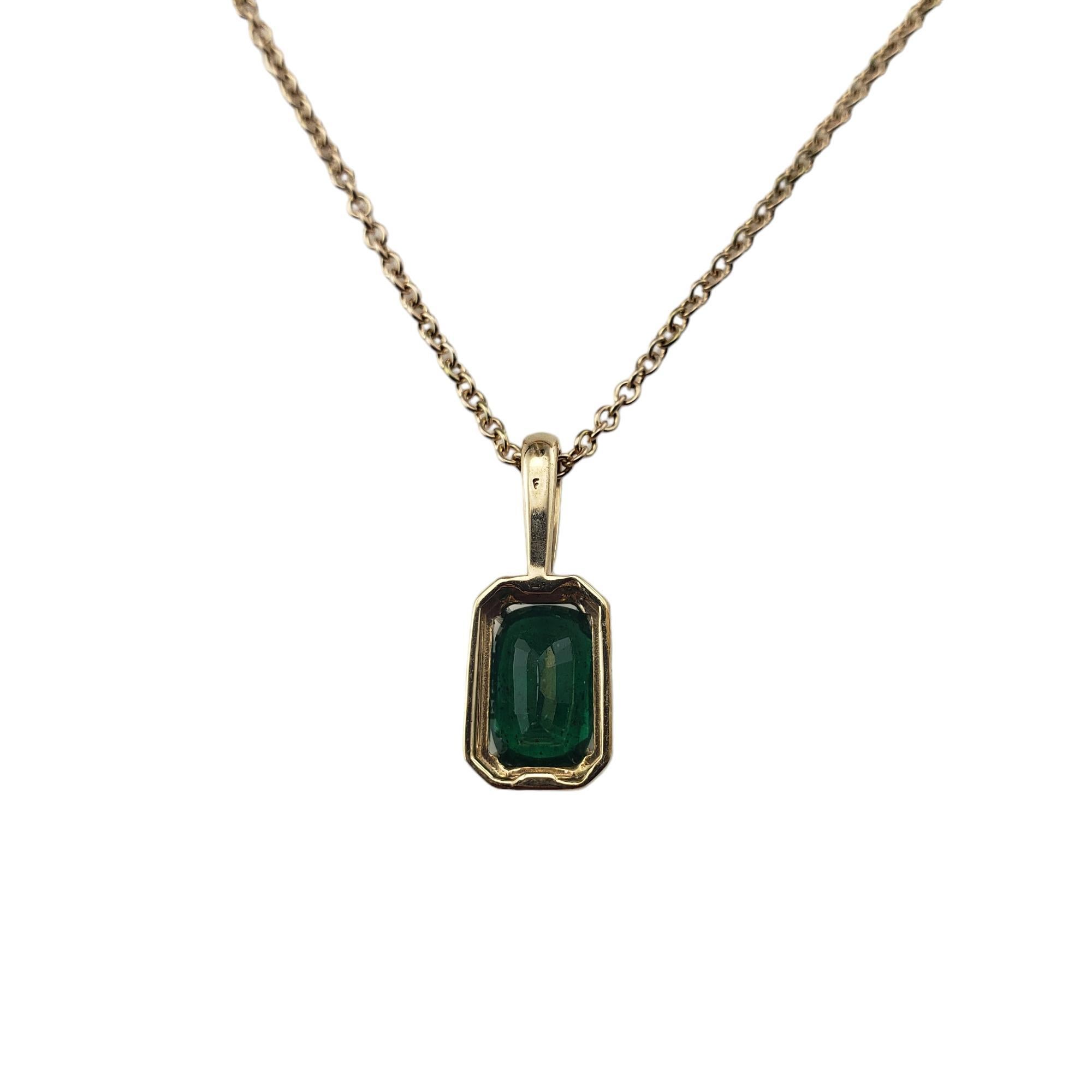 Women's 14K Yellow Gold Emerald & Diamond Pendant Necklace #15606 JAGi Certified