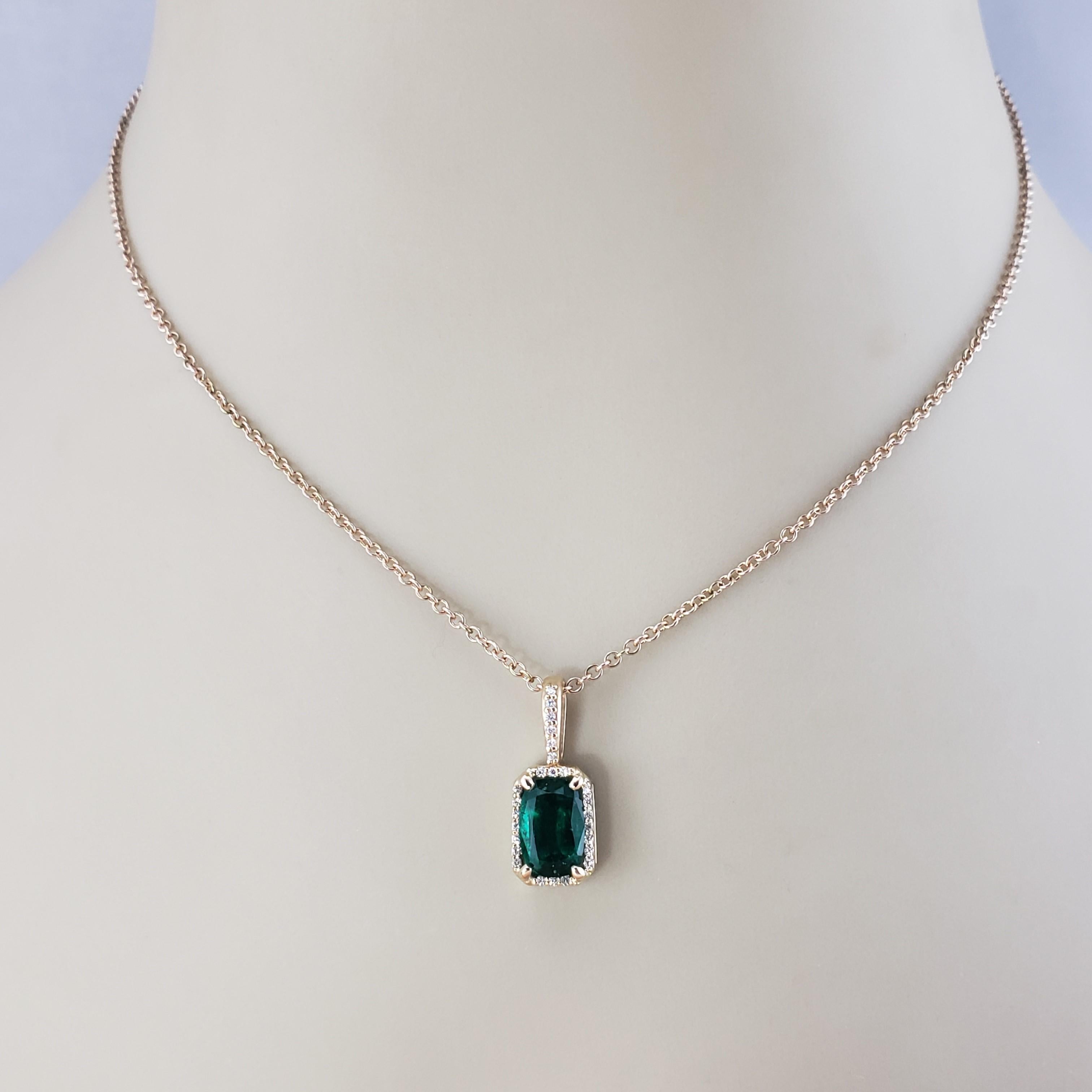 14K Yellow Gold Emerald & Diamond Pendant Necklace #15606 JAGi Certified 2