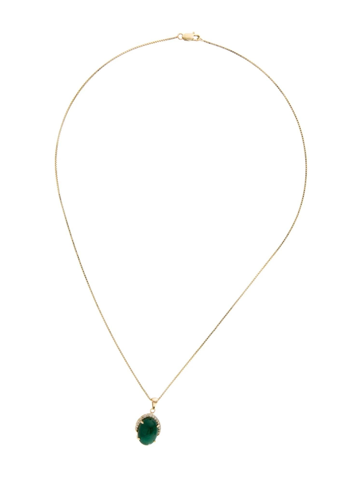 Artist 14K Yellow Gold Emerald & Diamond Pendant Necklace For Sale
