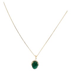 Collana con smeraldo e diamante in oro giallo 14K