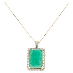 Collar Colgante Esmeralda y Diamante Oro Amarillo 14K