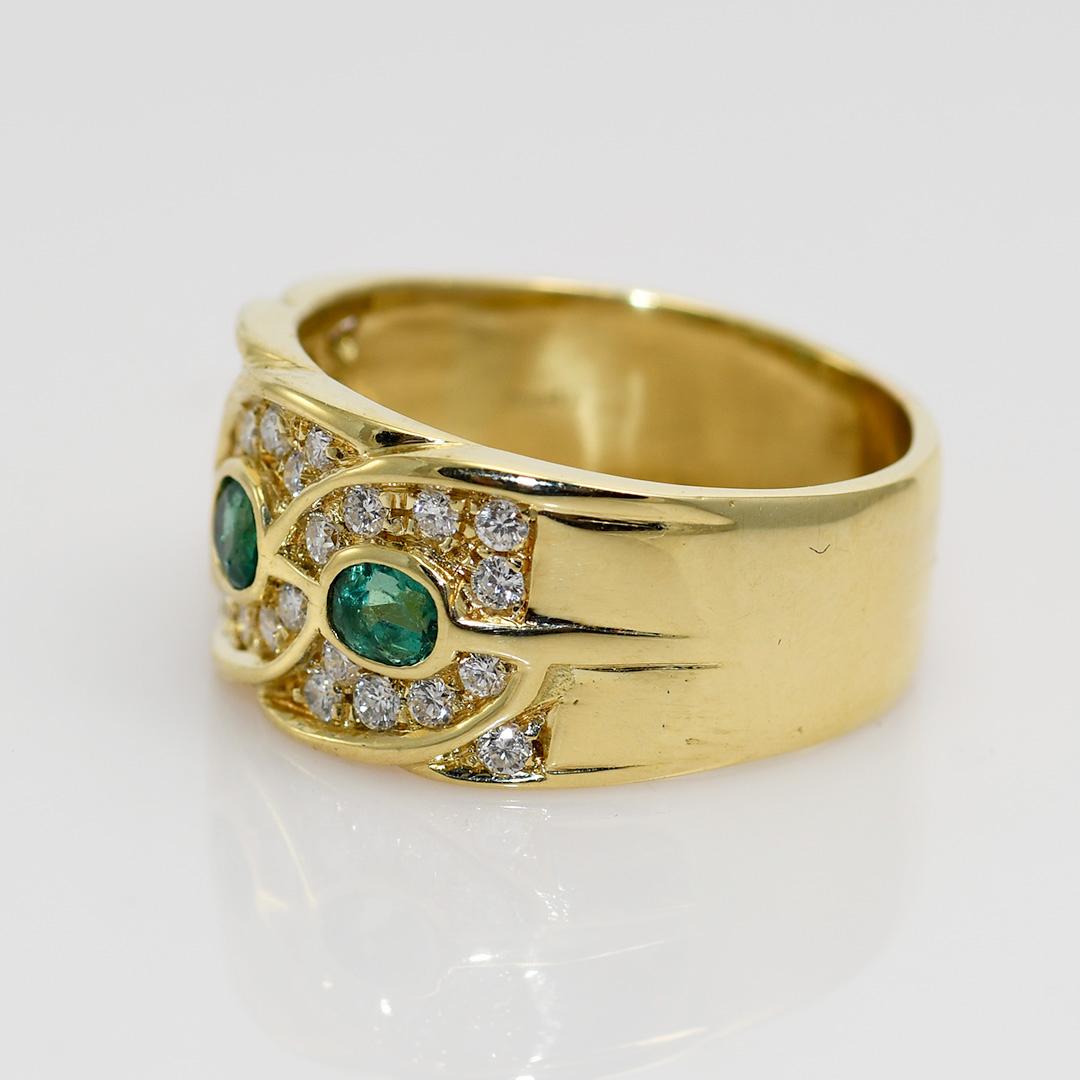 Bague en or jaune 14K émeraude et diamant .50tdw, 9.6g Excellent état - En vente à Laguna Beach, CA