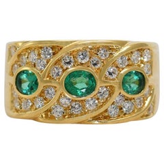 14K Yellow Gold Emerald & Diamond Ring .50tdw, 9.6g
