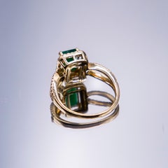 14k Yellow Gold Emerald Diamond Ring