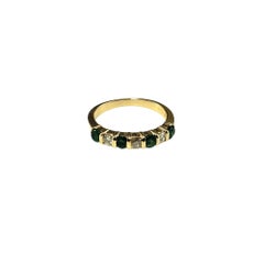14K Yellow Gold Emerald & Diamond Ring Size 5 #16335