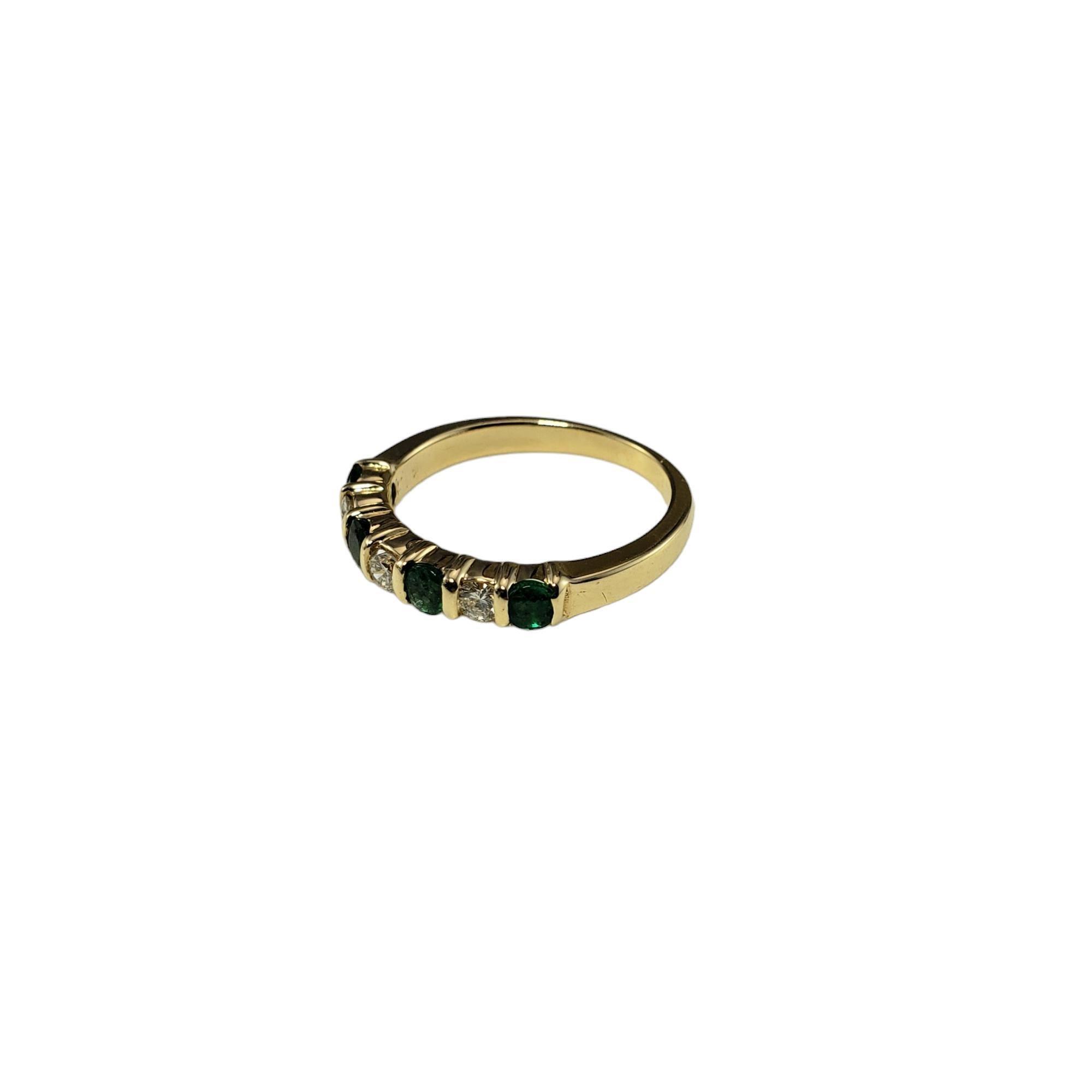 Round Cut 14K Yellow Gold Emerald & Diamond Ring Size 5 #16335
