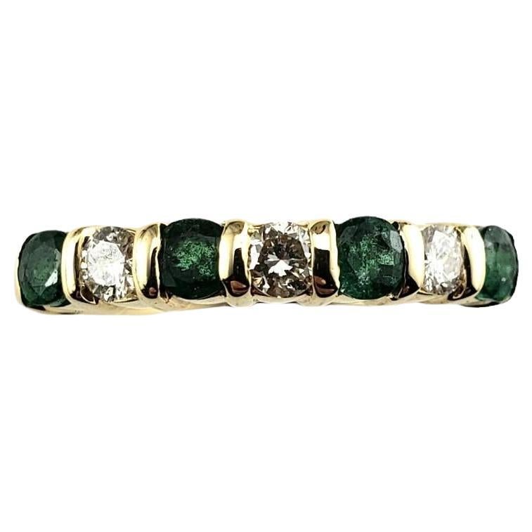 14K Yellow Gold Emerald & Diamond Ring Size 5 #16335