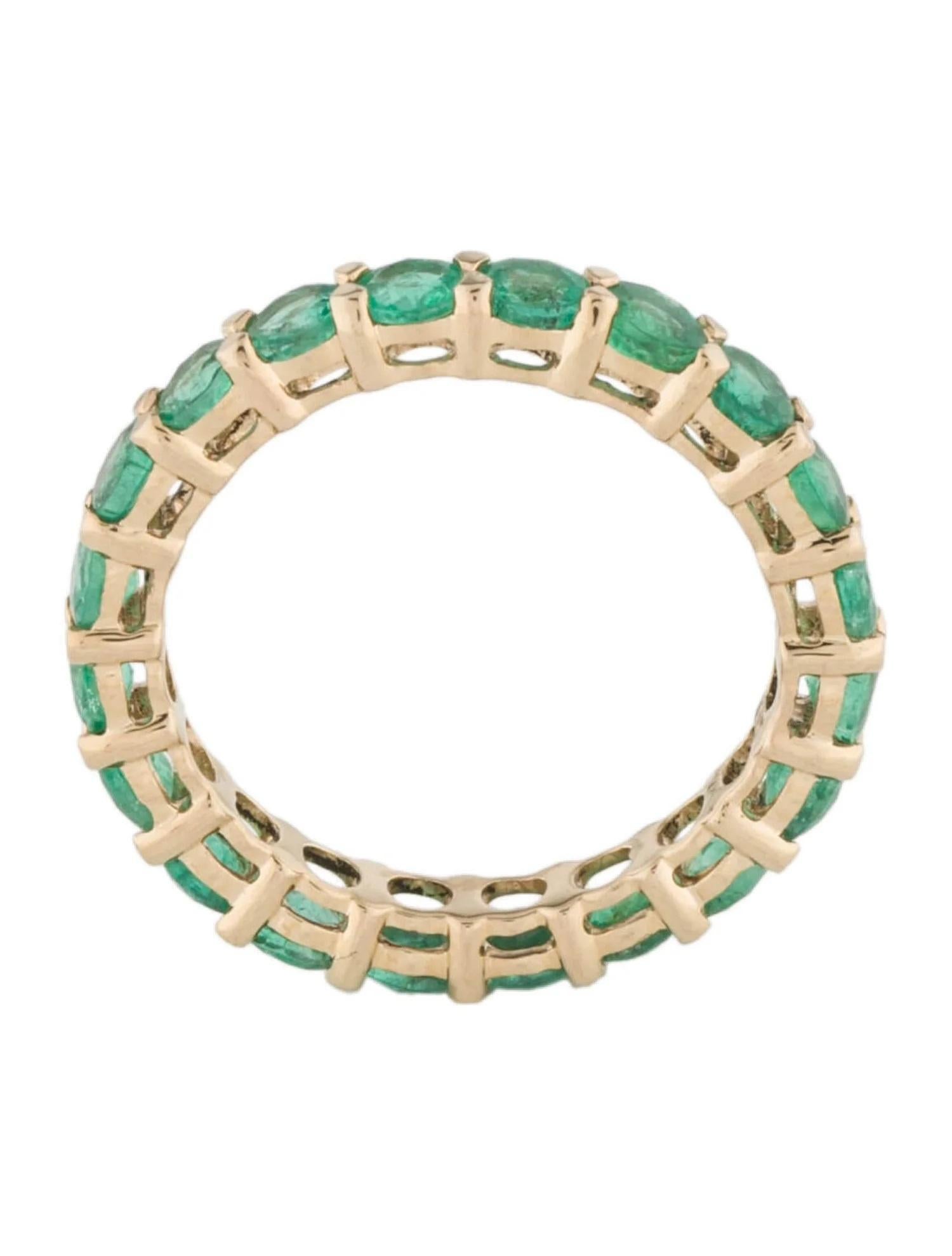 14K Yellow Gold Emerald Eternity Band, 2.42 Carats, Size 7, Round Brilliant Emer In New Condition For Sale In Holtsville, NY