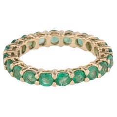 14K Gelbgold Smaragd Eternity Band, 2,42 Karat, Größe 7, runder Brillant Smaragd