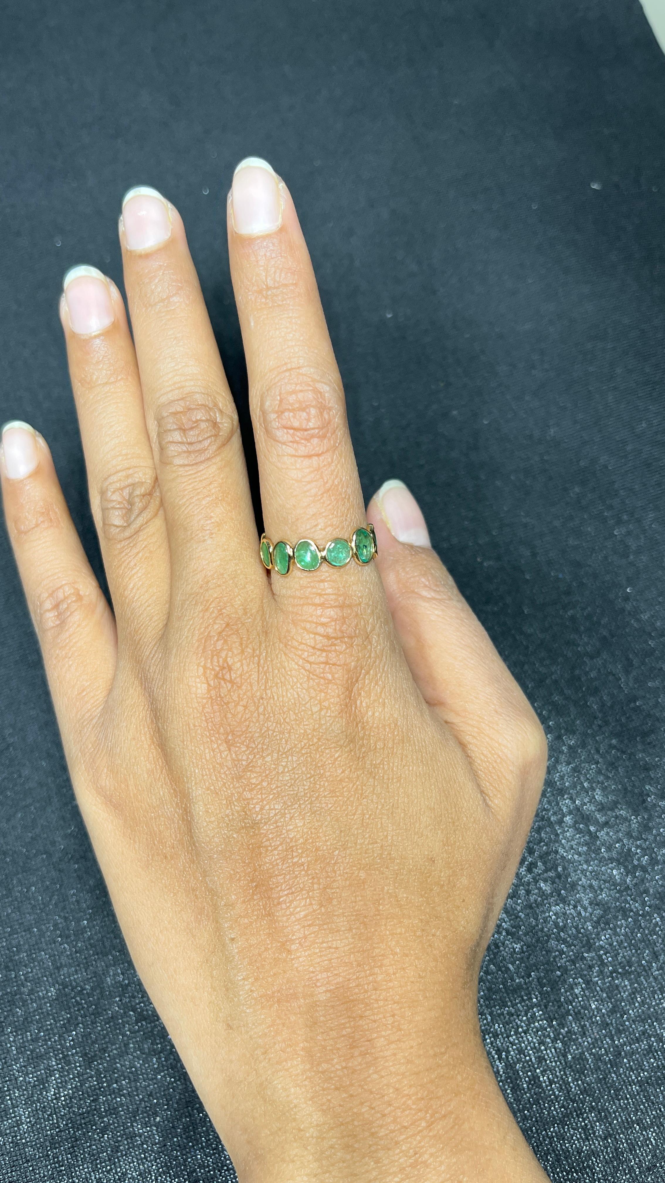 14K Yellow Gold Emerald Eternity Band 3