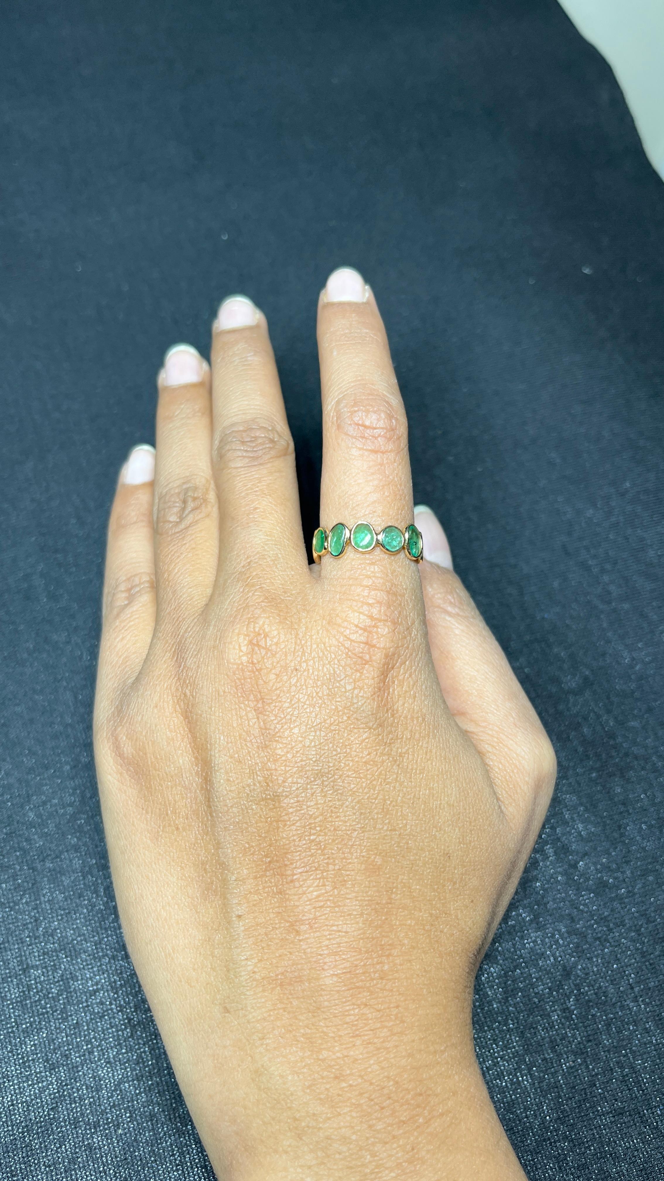 14K Yellow Gold Emerald Eternity Band 6