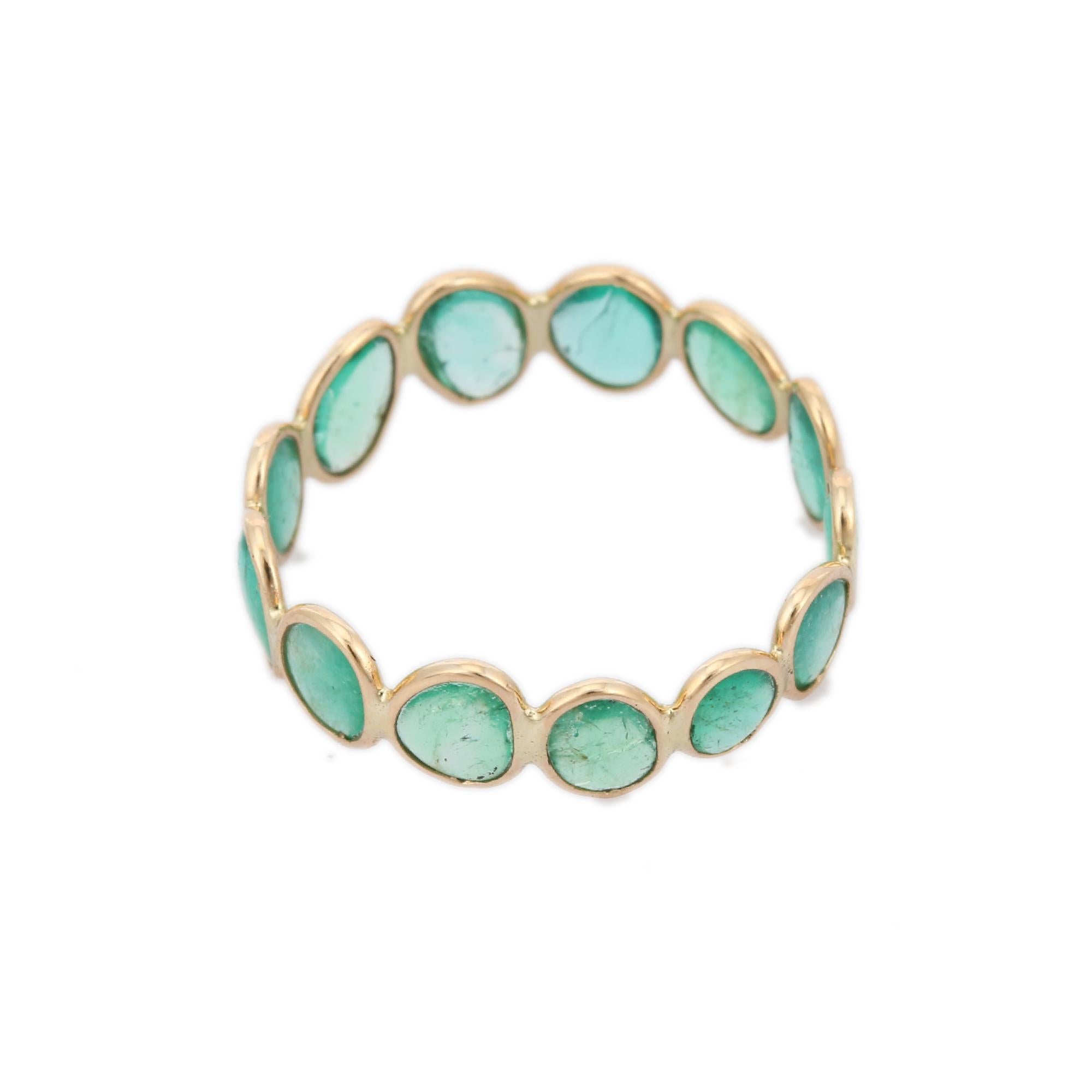 14K Yellow Gold Emerald Eternity Band 2