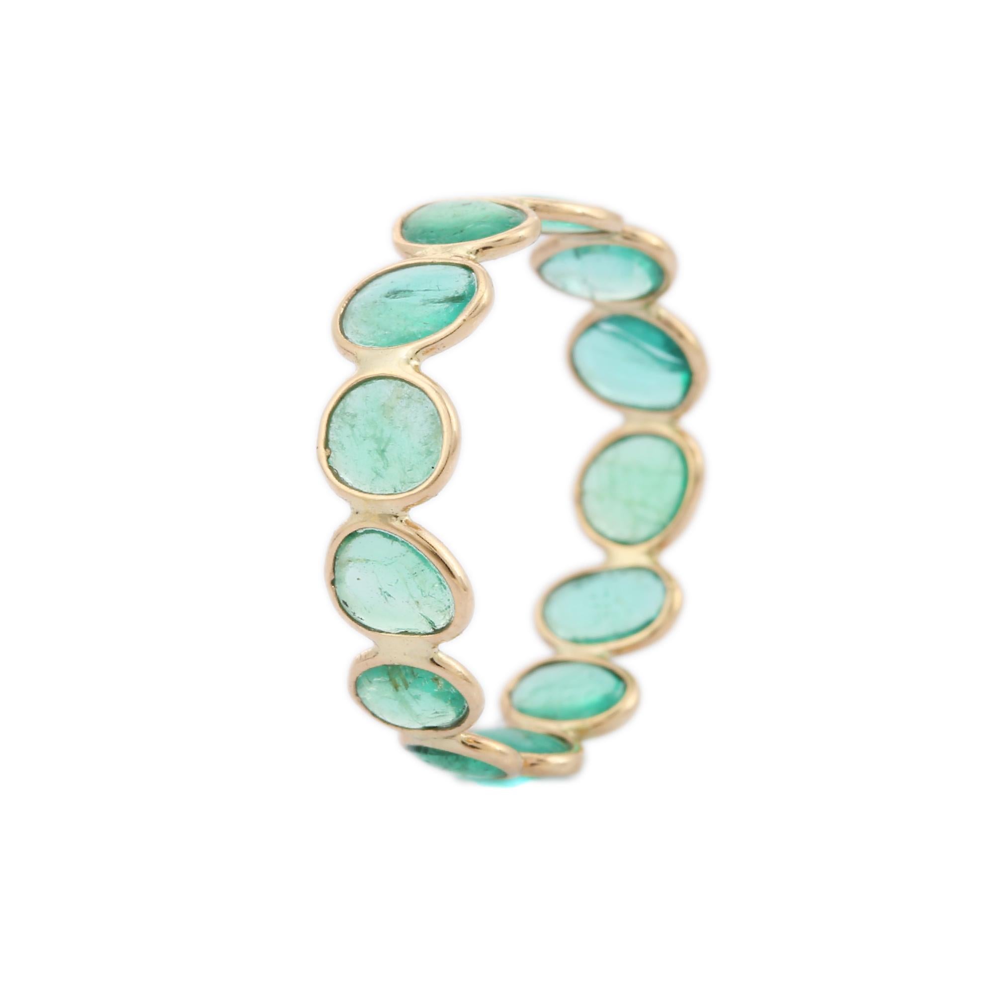 14K Yellow Gold Emerald Eternity Band 4