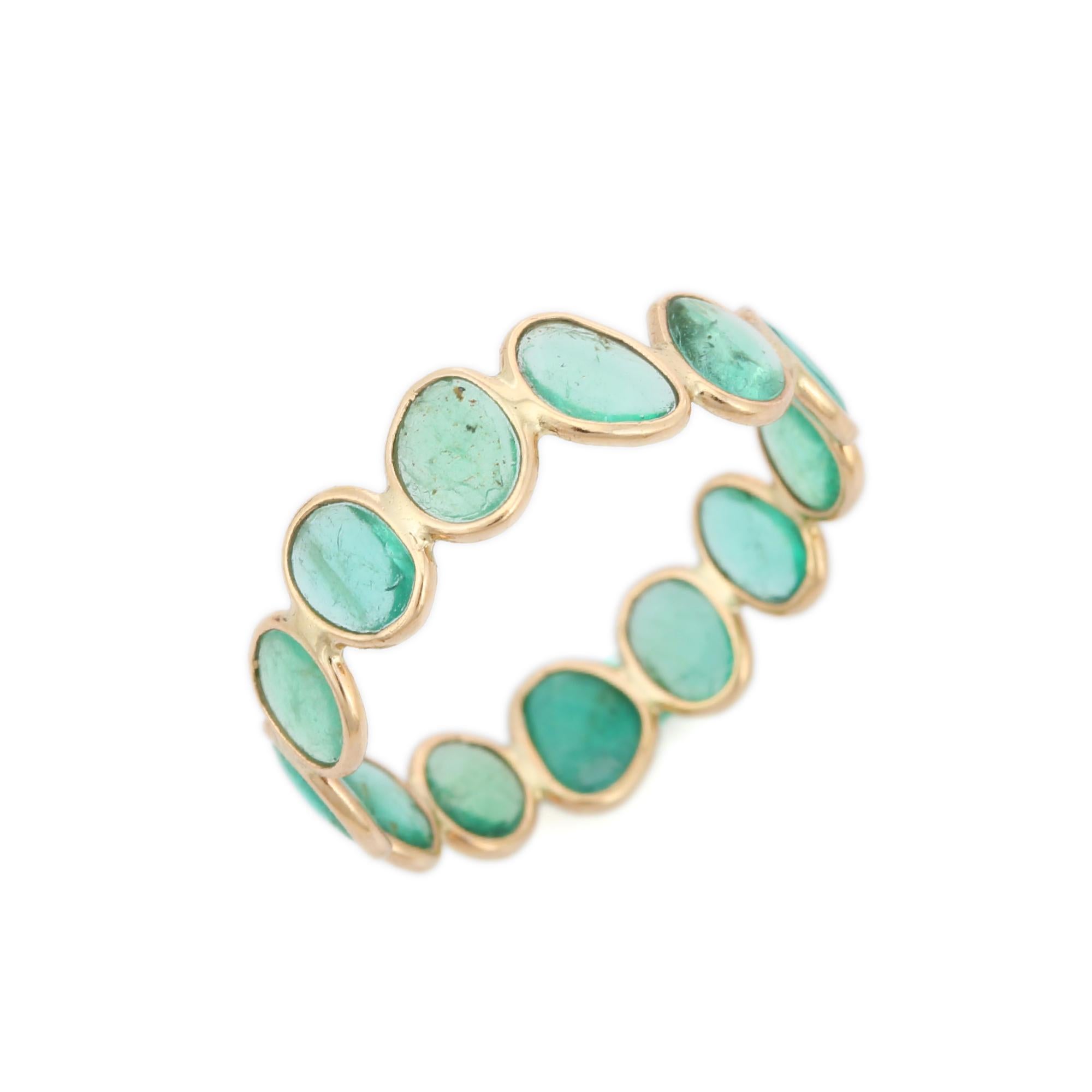 14K Yellow Gold Emerald Eternity Band 5