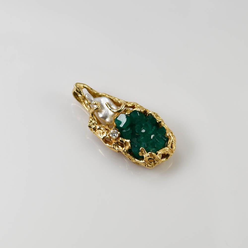 14K Yellow Gold Emerald Pendant 6.9g In Excellent Condition In Laguna Beach, CA