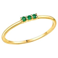 Trilogy Round Emerald 14K Yellow Gold Ring
