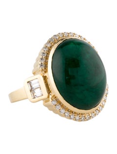 14K Yellow Gold Emerald, Sapphire 
Diamond Cocktail Ring Featuring 11.70 Carat
