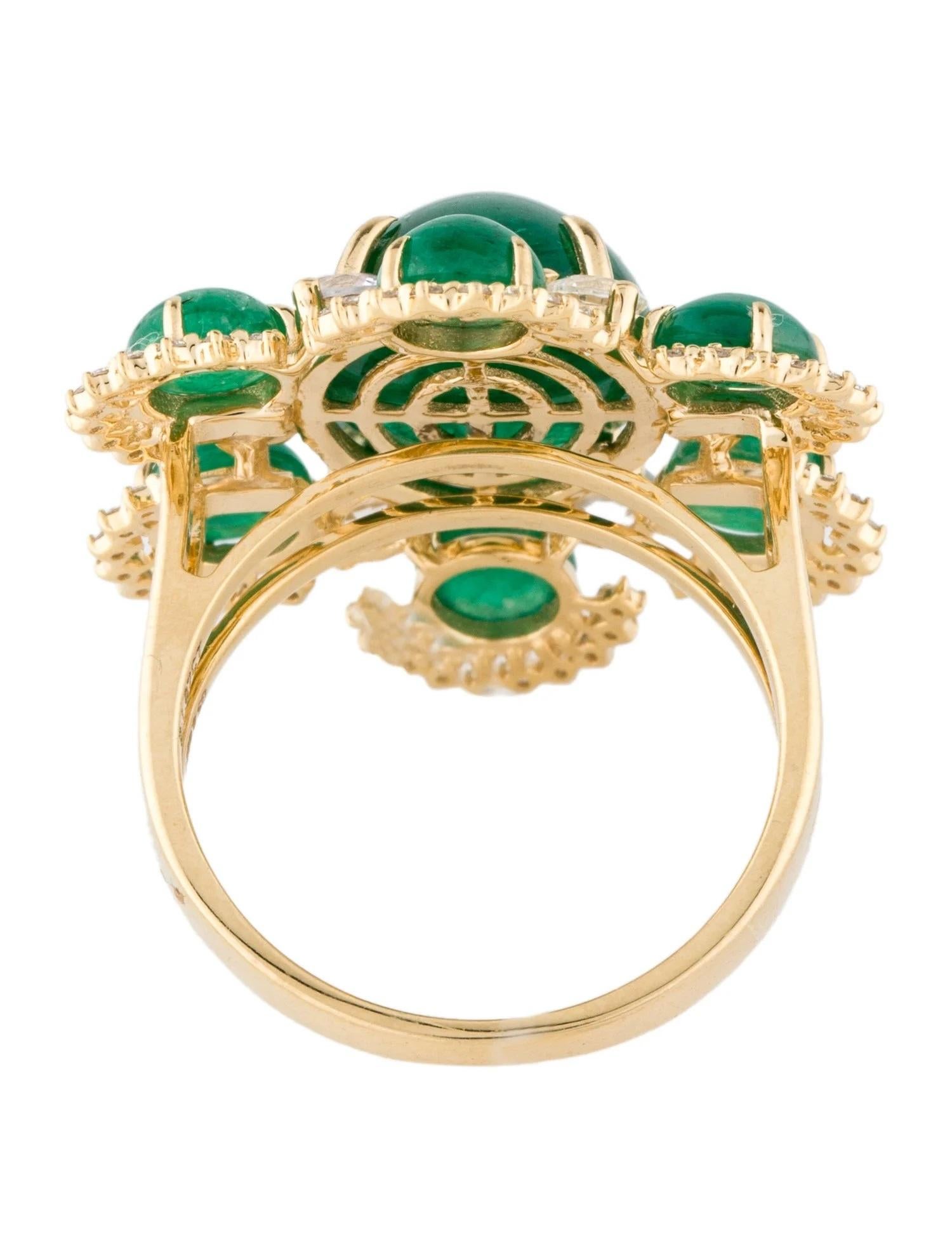 Emerald Cut 14K Yellow Gold Emerald, Sapphire & Diamond Cocktail Ring Featuring 3.12 Carat For Sale
