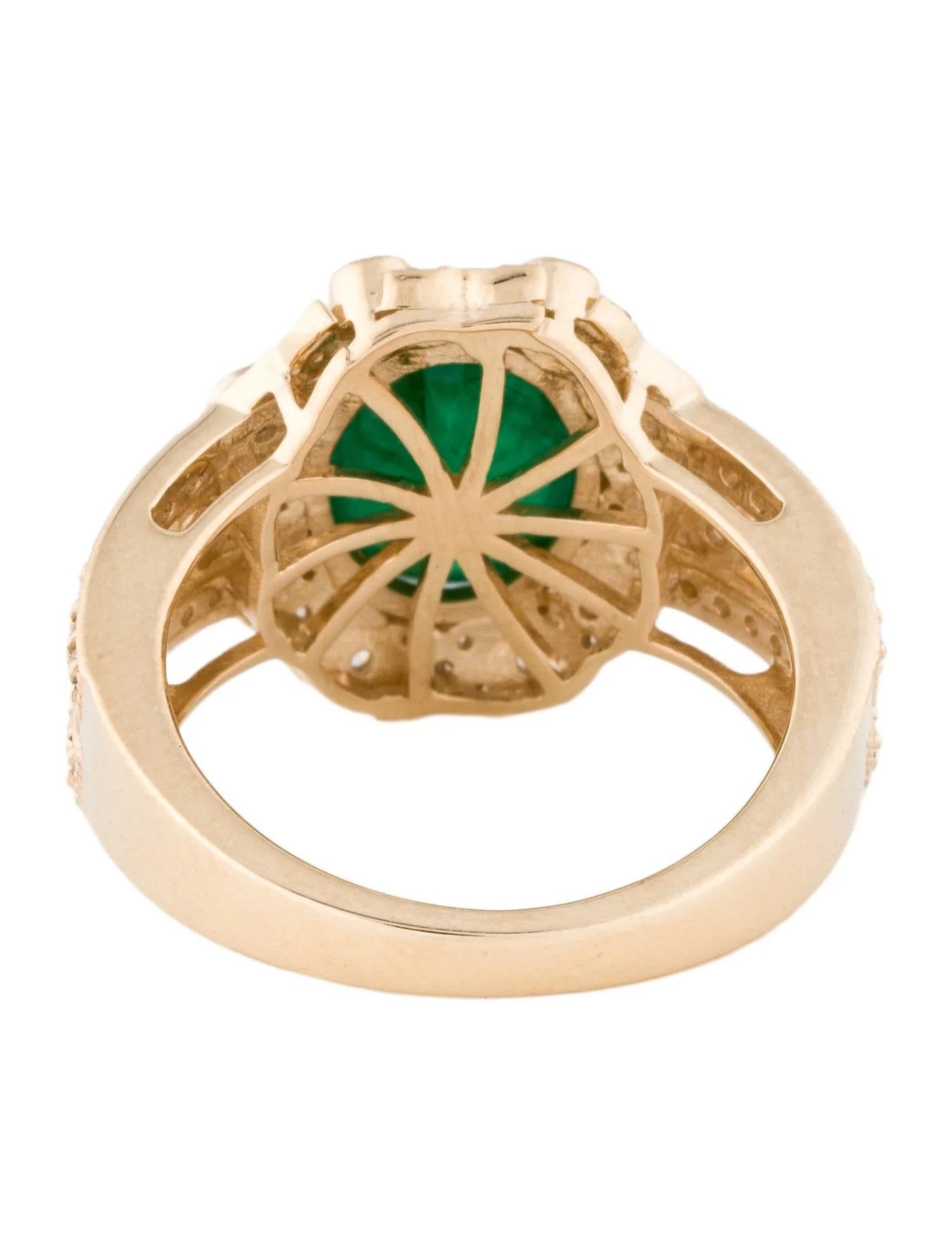 Emerald Cut 14K Yellow Gold Emerald, Sapphire & Diamond Cocktail Ring, Size 7 For Sale