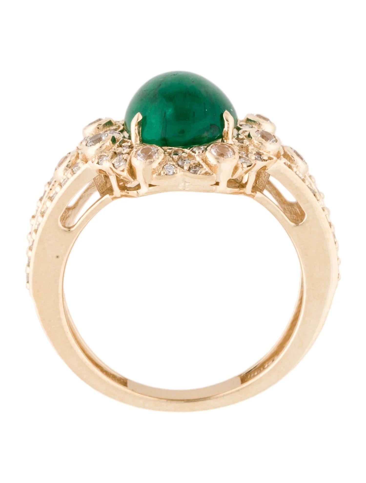 14K Yellow Gold Emerald, Sapphire & Diamond Cocktail Ring, Size 7 In New Condition For Sale In Holtsville, NY