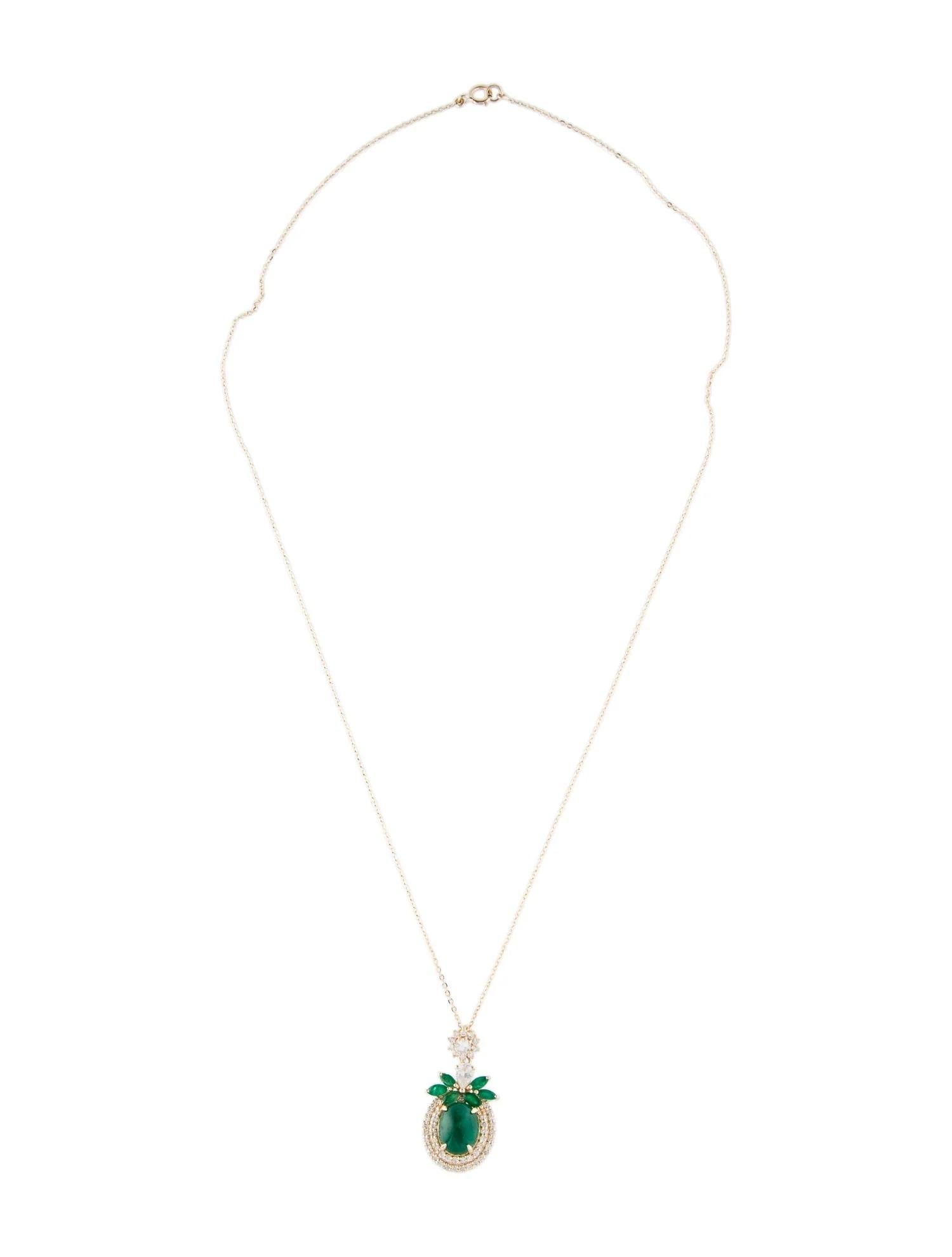 Artist 14K Yellow Gold Emerald, Sapphire & Diamond Pendant Necklace Featuring 2.62ct For Sale