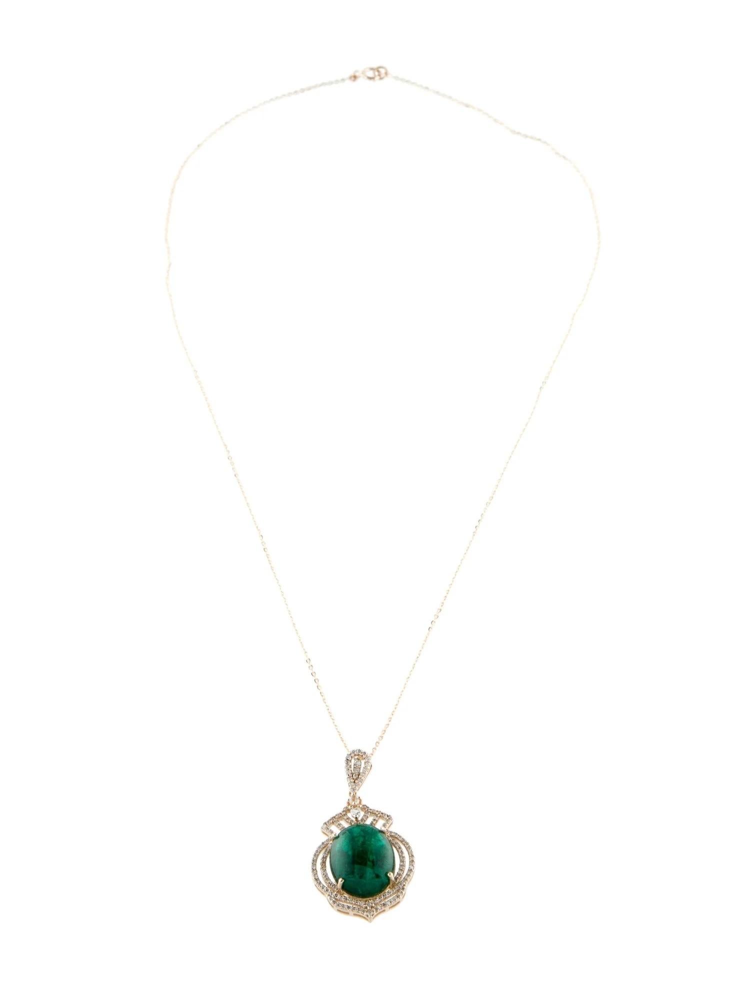 Artiste Collier pendentif en or jaune 14K à émeraudes, saphirs et diamants, ronds et brillants en vente