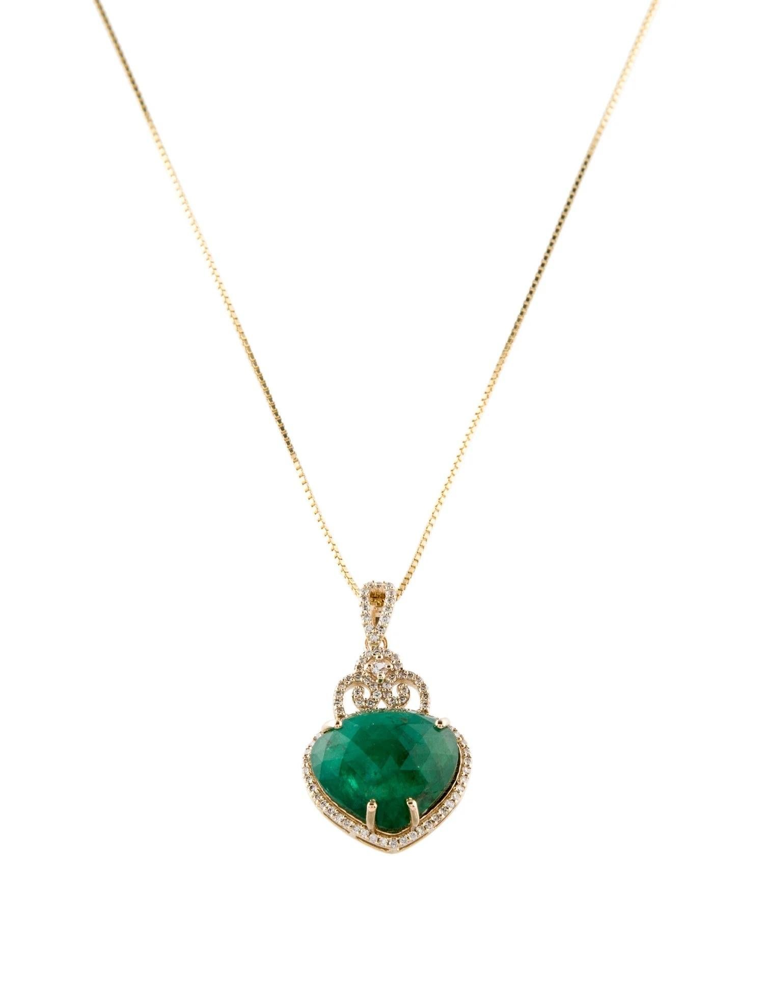Taille ronde Collier pendentif en or jaune 14K à émeraudes, saphirs et diamants, diamants ronds et brillants Sa en vente