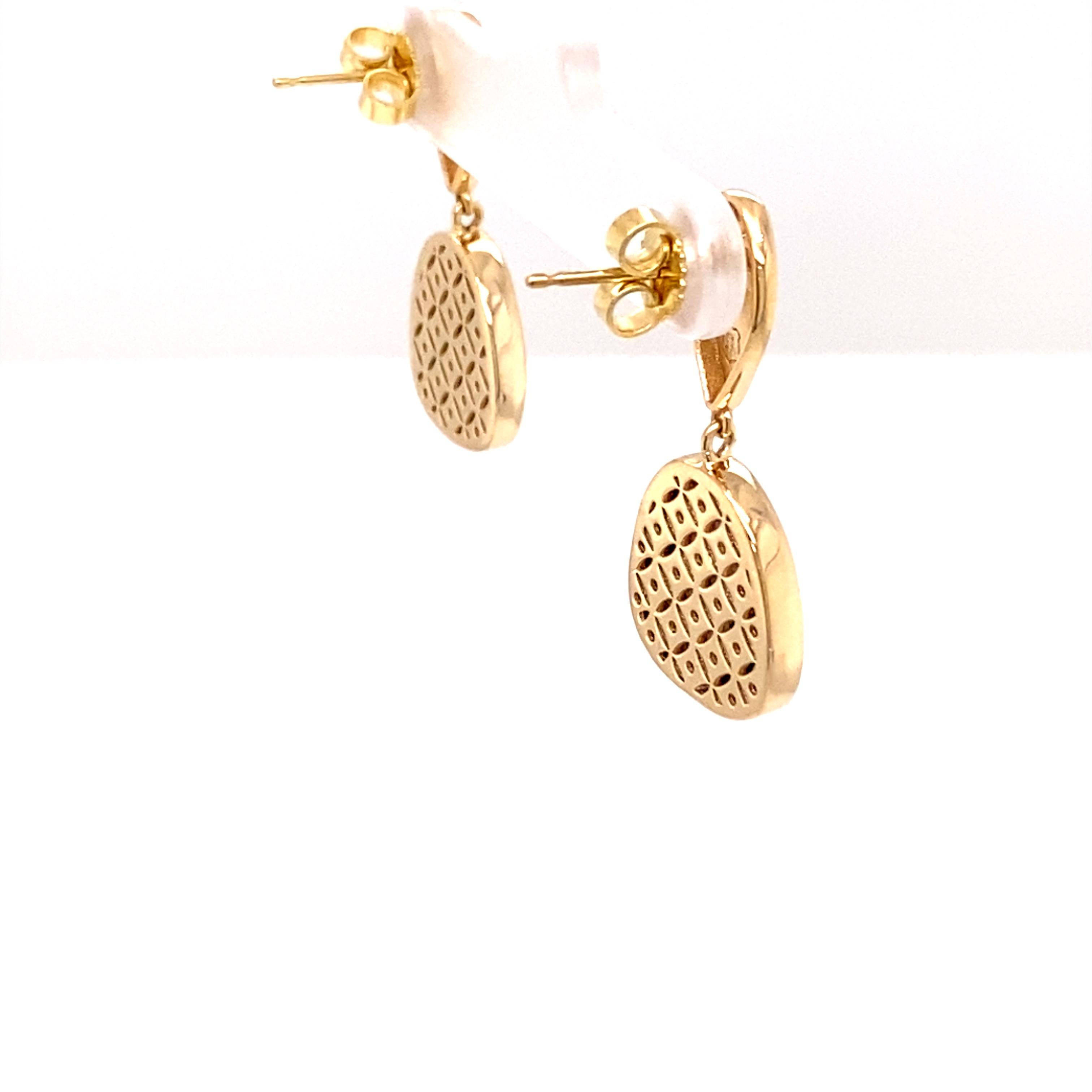 One of a Kind 14k Yellow Gold Diamond Teardrop Emerald Slice Earrings For Sale 1