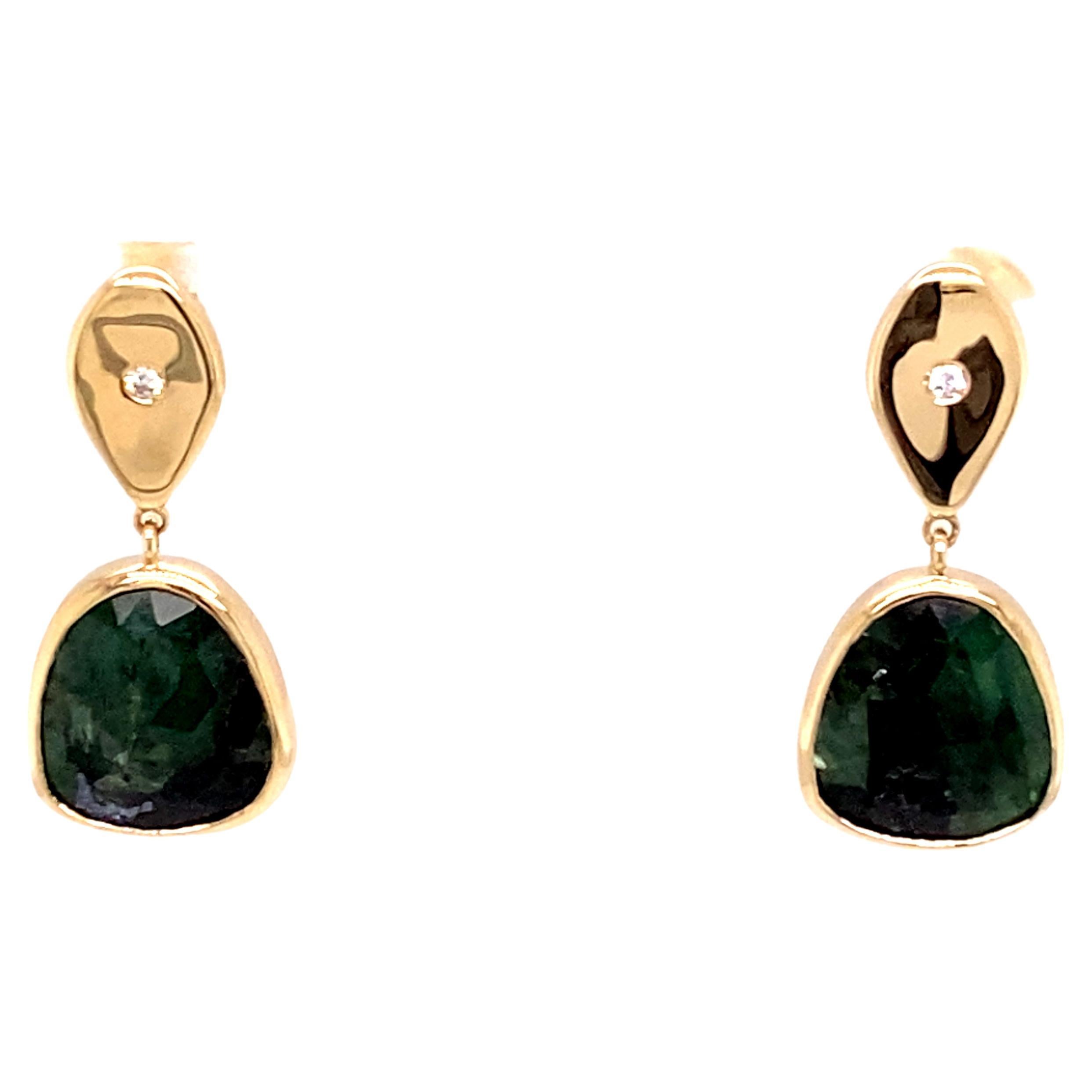 Slice Yellow Diamond Gold Earrings For Sale at 1stDibs