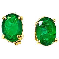 14K Yellow Gold & Emerald Studs For Her