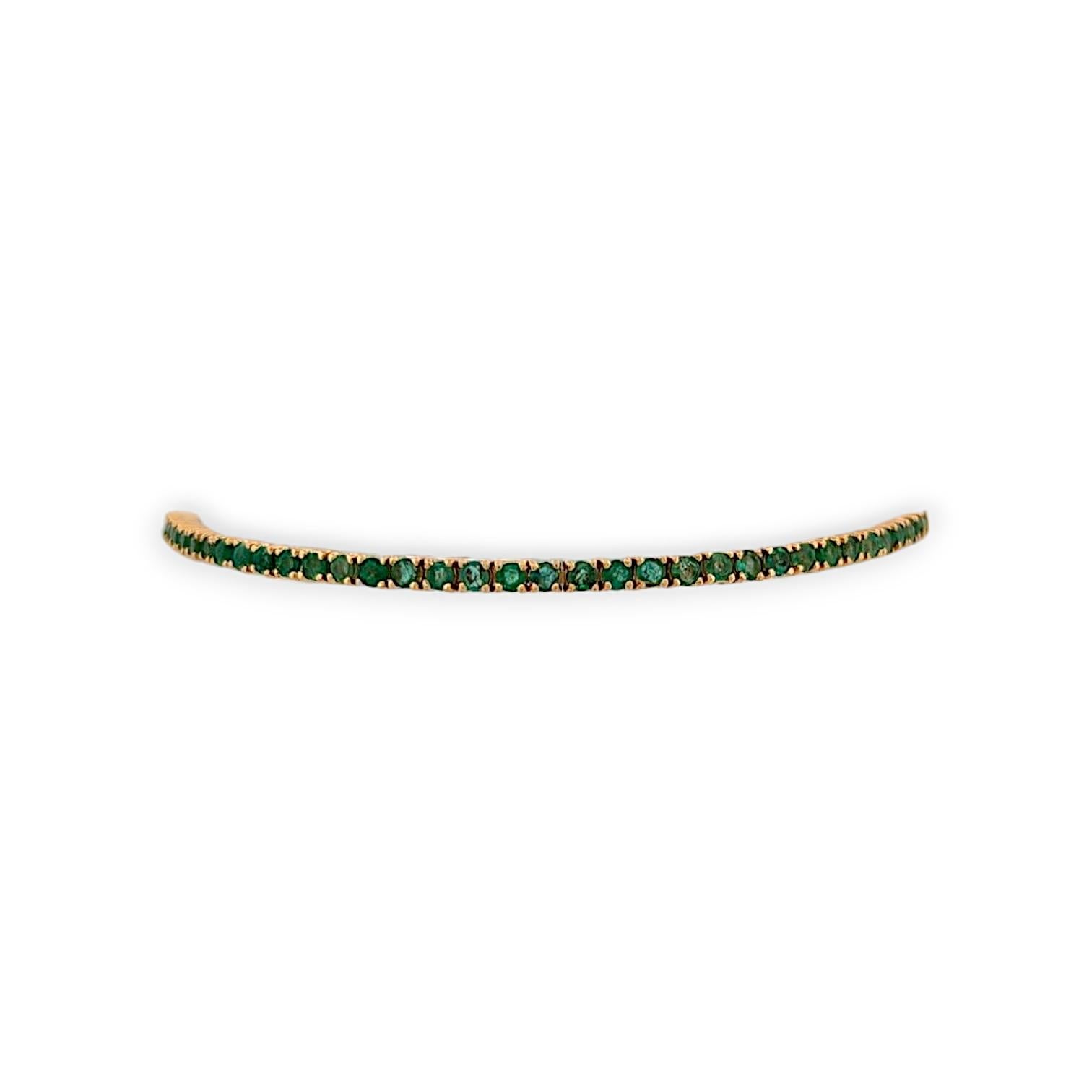 Women's or Men's Laurel  14K Yellow Gold Emerald Tennis Bracelet  2.5 CT Natural Round Emeralds For Sale