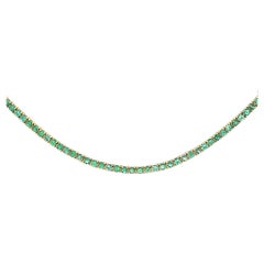 14K Yellow Gold Emerald Tennis Necklace