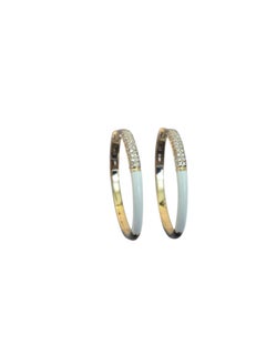14K Yellow Gold Enamel and Diamond Hoop Earrings #24153