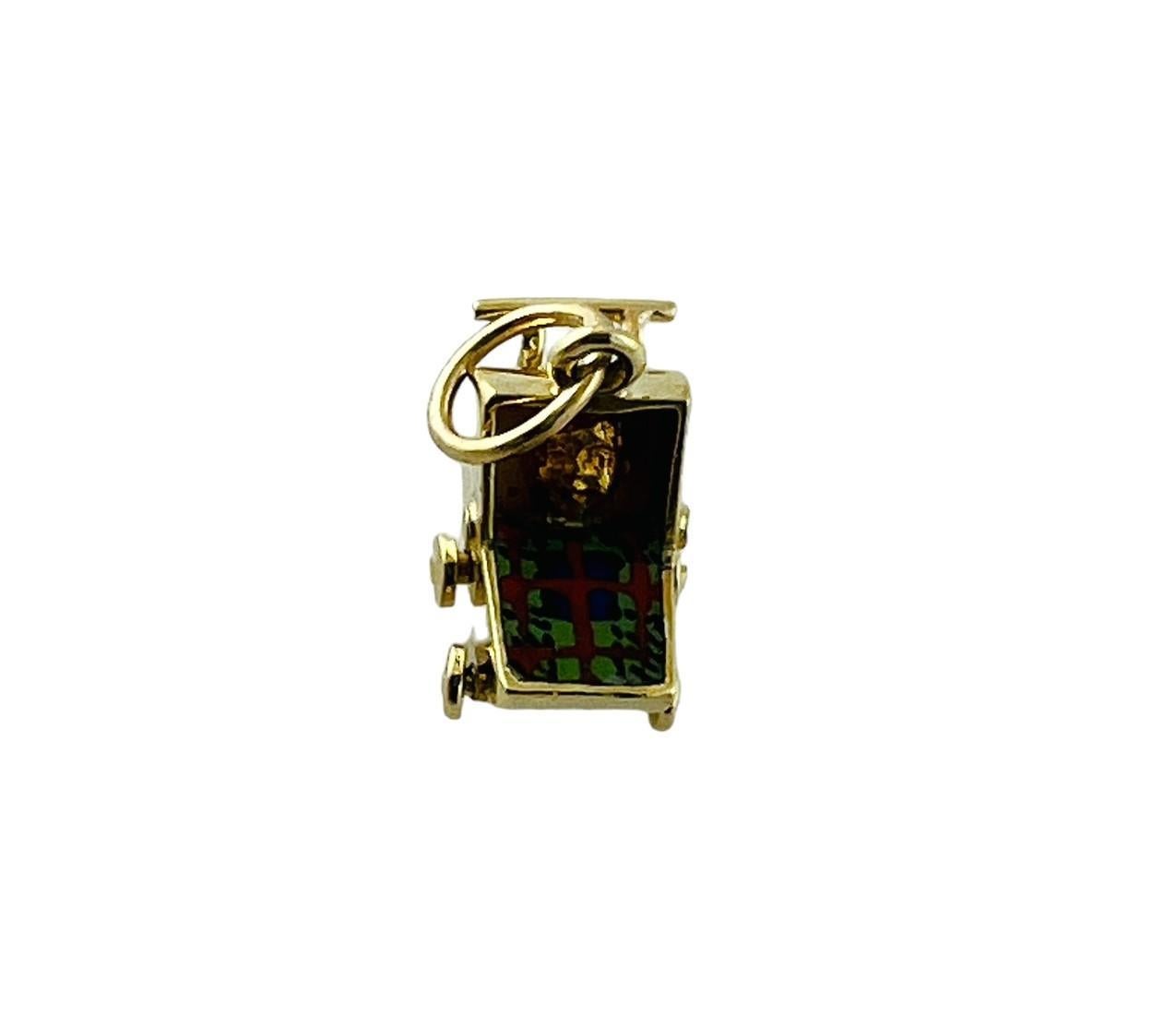 14K Yellow Gold Enamel Baby Carriage Charm With Baby #15612 2