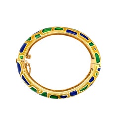 14K Yellow Gold Enamel Bangle Bracelet