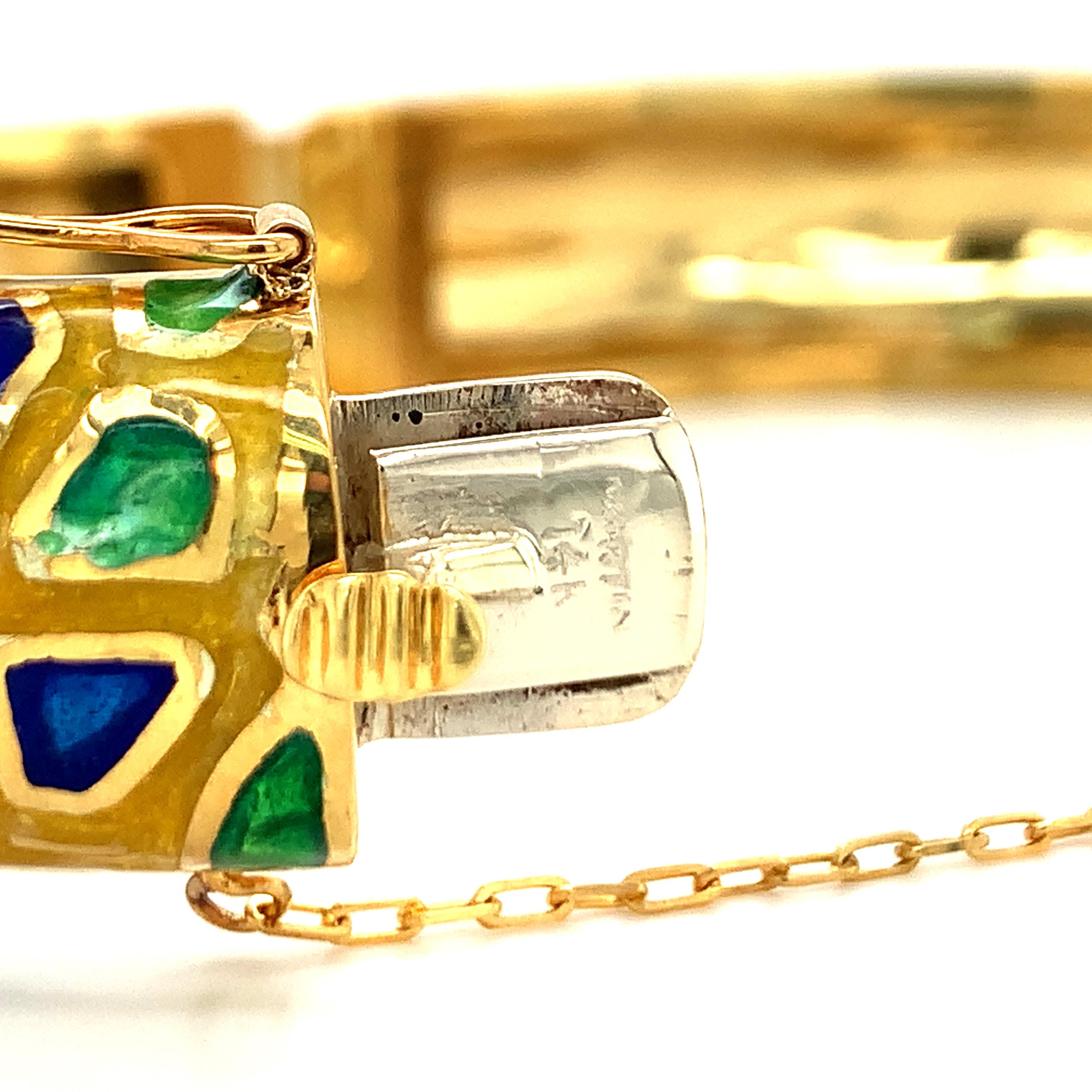 Bracelet en or jaune 14K avec émail Bon état - En vente à Beverly Hills, CA