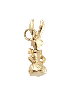 14k Yellow Gold Enamel Bunny Rabbit Charm