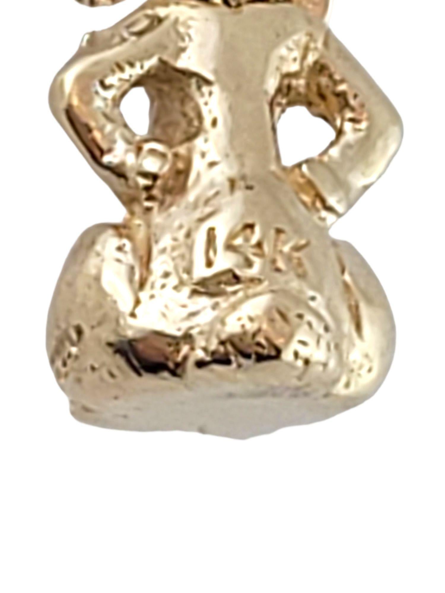 14k Yellow Gold Enamel Bunny Rabbit Charm For Sale 2