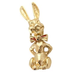 14k Gelbgold Emaille Hase Kaninchen Charme