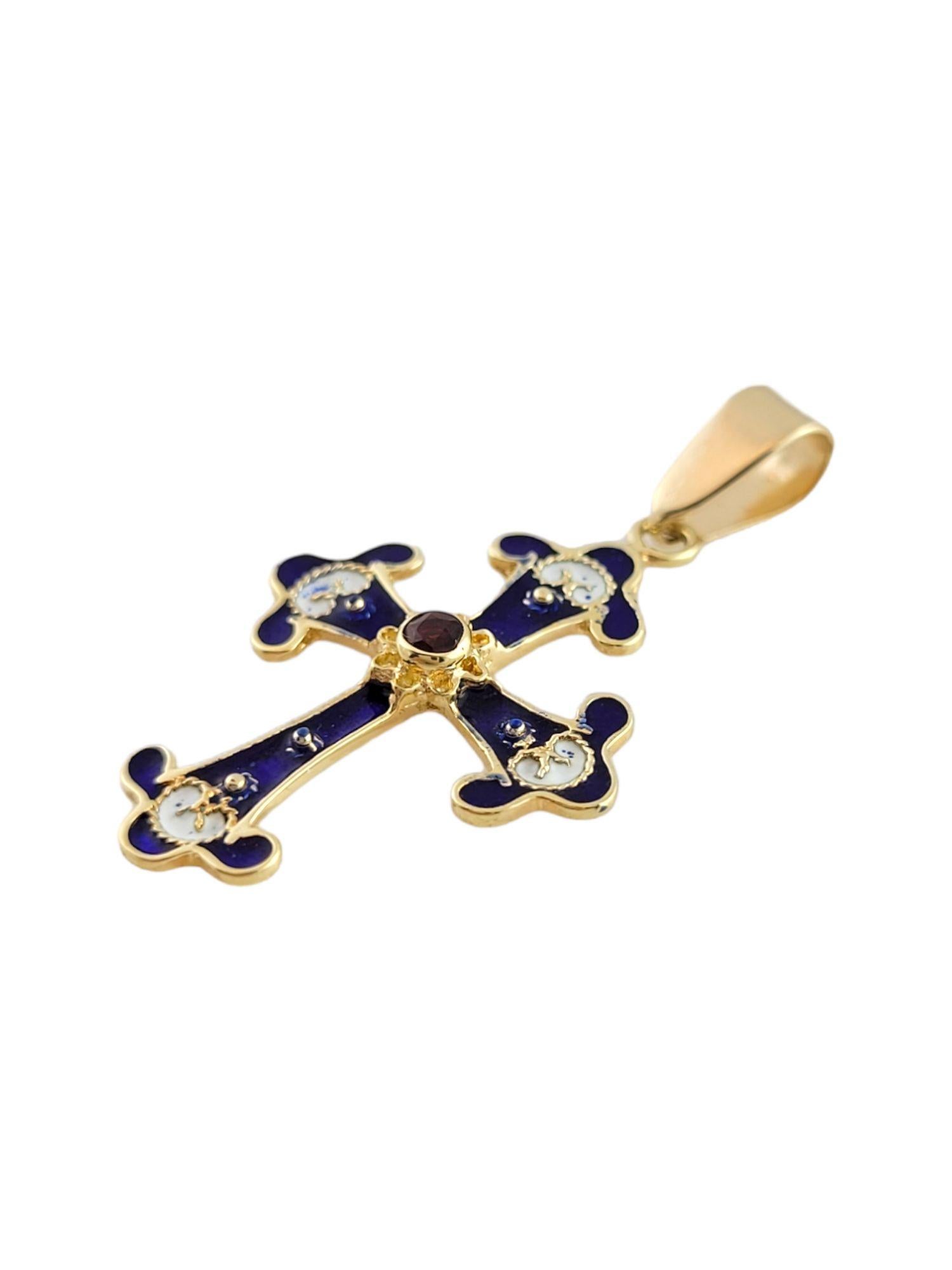 14 Karat Gelbgold Emaille-Kreuz-Anhänger im Zustand „Gut“ in Washington Depot, CT