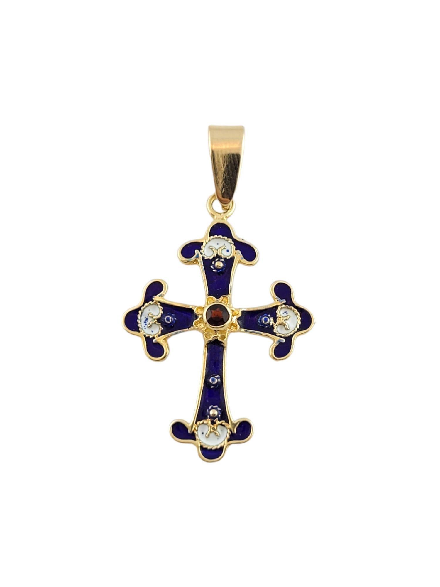 14 Karat Gelbgold Emaille-Kreuz-Anhänger Damen